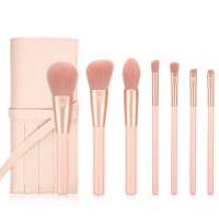 7 pieces pink no logo makeup brush sets with a bag