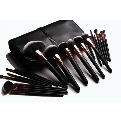 24 pieces natural hair makeup brush sets black color wholesale distributor factory